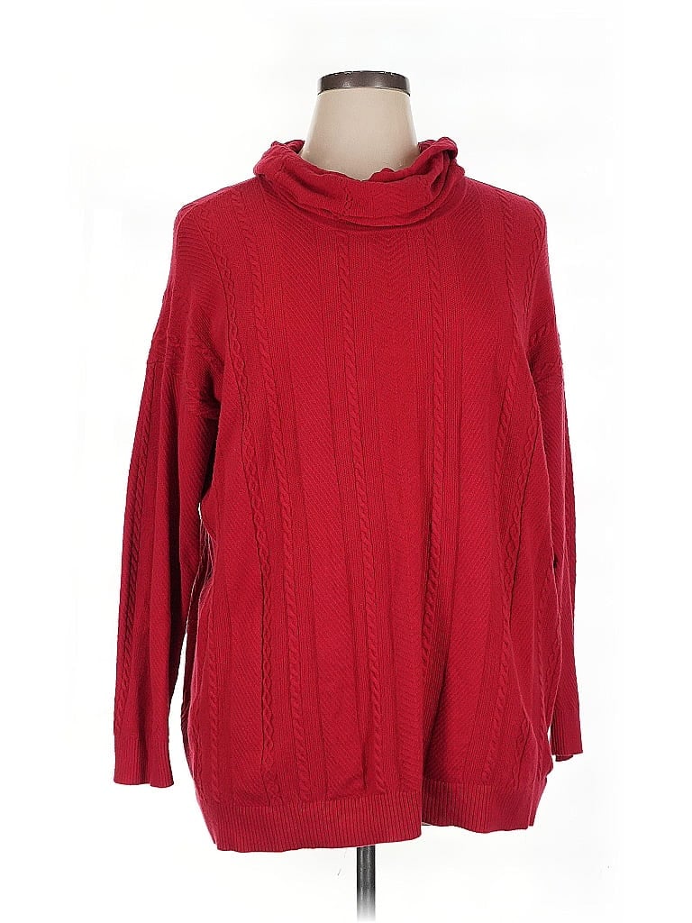 Pre-owned Zenergy By Chico's Turtleneck Sweater In Red