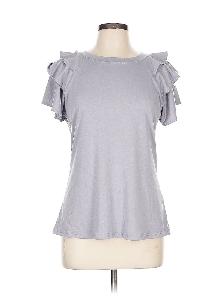 Click to view more detailed imagery on our partner's website Pre-owned Unbranded Short Sleeve Top Purple Ruffles Neckline Tops
