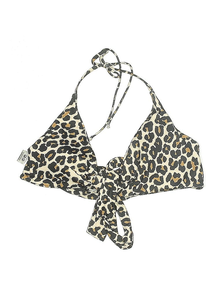 Pre-owned Shekini Swimsuit Top Black Animal Print Pattern Swimwear