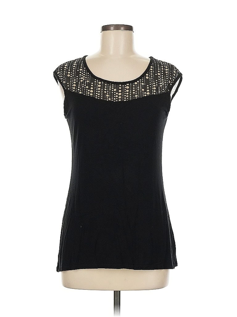 Pre-owned The Limited Sleeveless Top Black Polka Dots Pattern Scoop Neck Tops