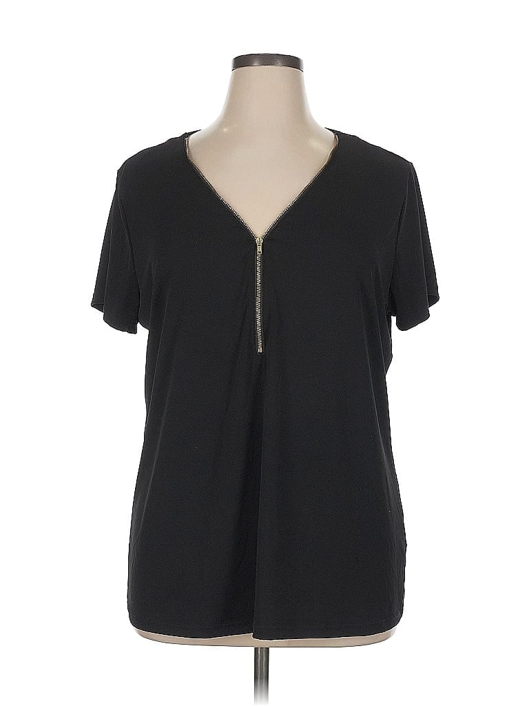 Ambiance Black Short Sleeve Top Size 1X - photo 1