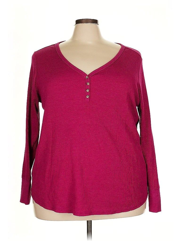 Terra & Sky Burgundy Purple Long Sleeve Henley Size 3X - photo 1