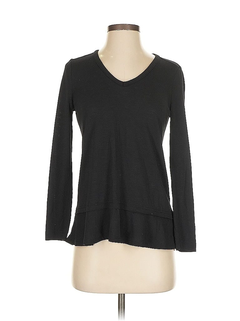 Pre-owned J.crew Mercantile Long Sleeve Top Black V Neck Tops