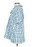 Talbots 100% Cotton Checkered-gingham Teal Blue Short Sleeve Button-Down Shirt Size 12 - photo 4