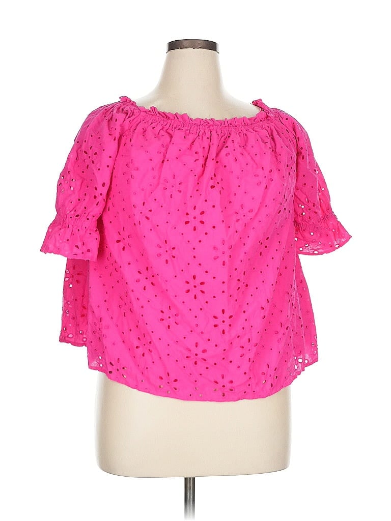 TERRA & SKY Pre-owned Short Sleeve Blouse In Pink