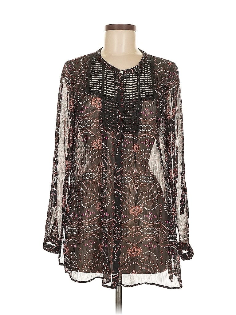 Pre-owned Daniel Rainn Long Sleeve Blouse In Brown