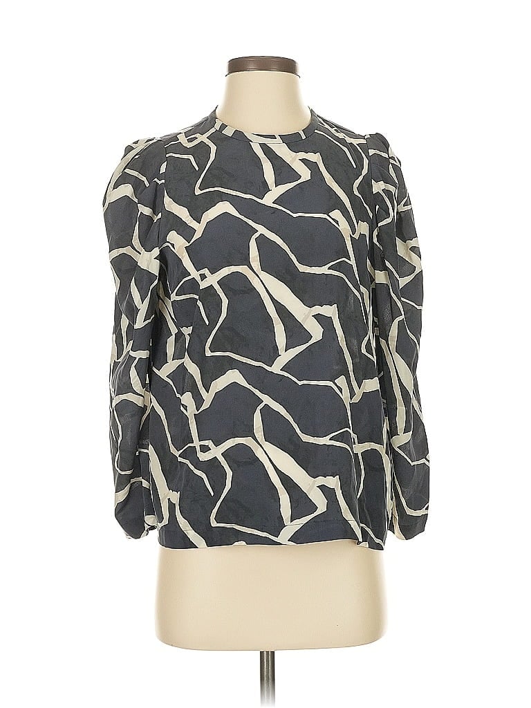 Click to view more detailed imagery on our partner's website Pre-owned Joie Long Sleeve Silk Top Gray Keyhole Neckline Tops