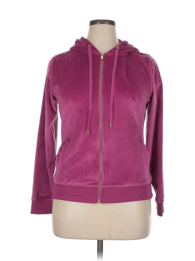 Pre-owned White Mark Zip Up Hoodie In Pink