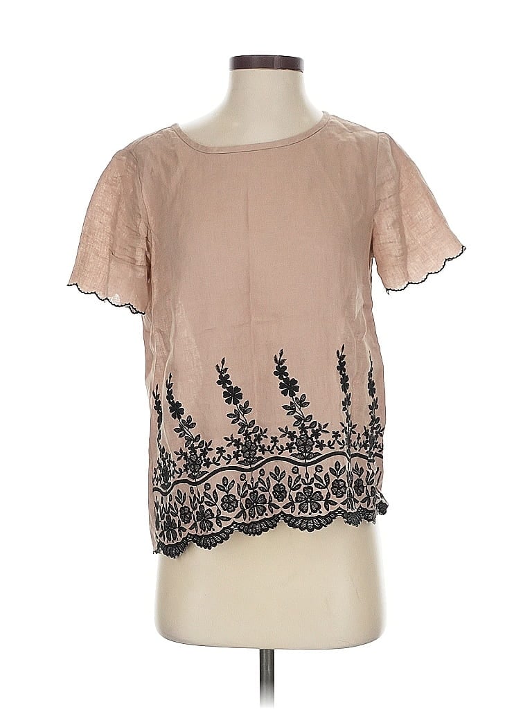 Pre-owned J.crew Factory Store Short Sleeve Blouse In Brown
