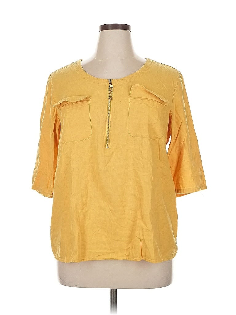 ELLEN TRACY Pre-owned 3/4 Sleeve Blouse In Yellow