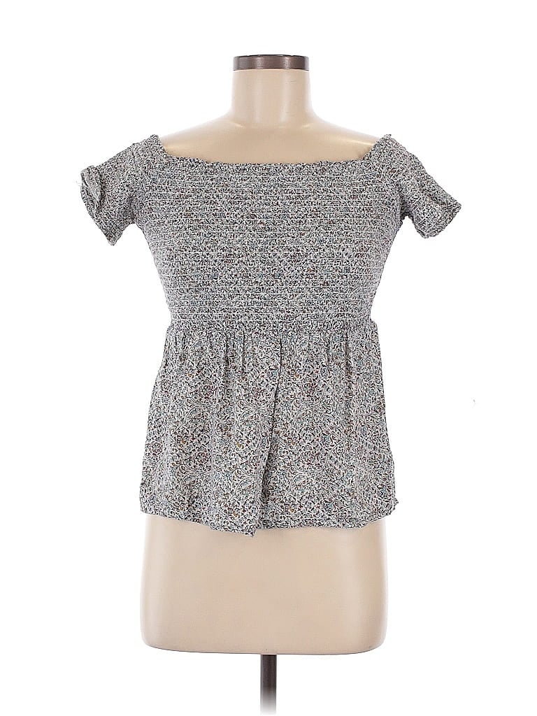 Pre-owned Old Navy Short Sleeve Top Gray Square Neckline Tops