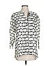 'S Max Mara 100% Ramie Houndstooth Ivory 3/4 Sleeve Button-Down Shirt Size 4 - photo 1