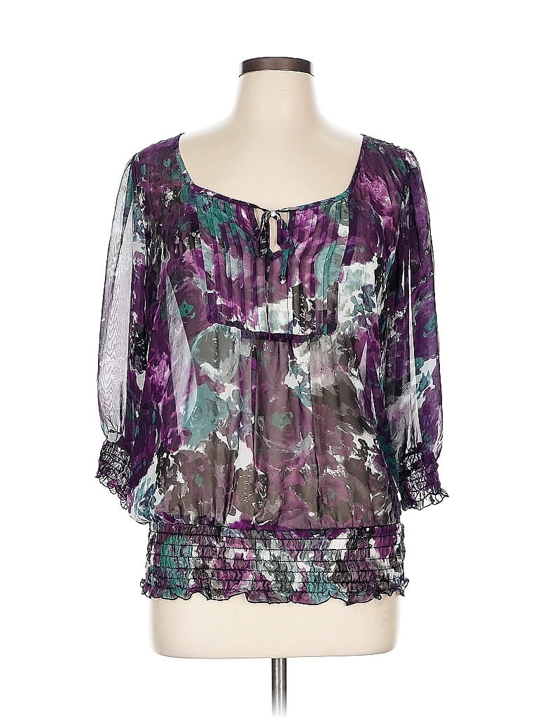 Pre-owned Studio Y 3/4 Sleeve Blouse In Purple