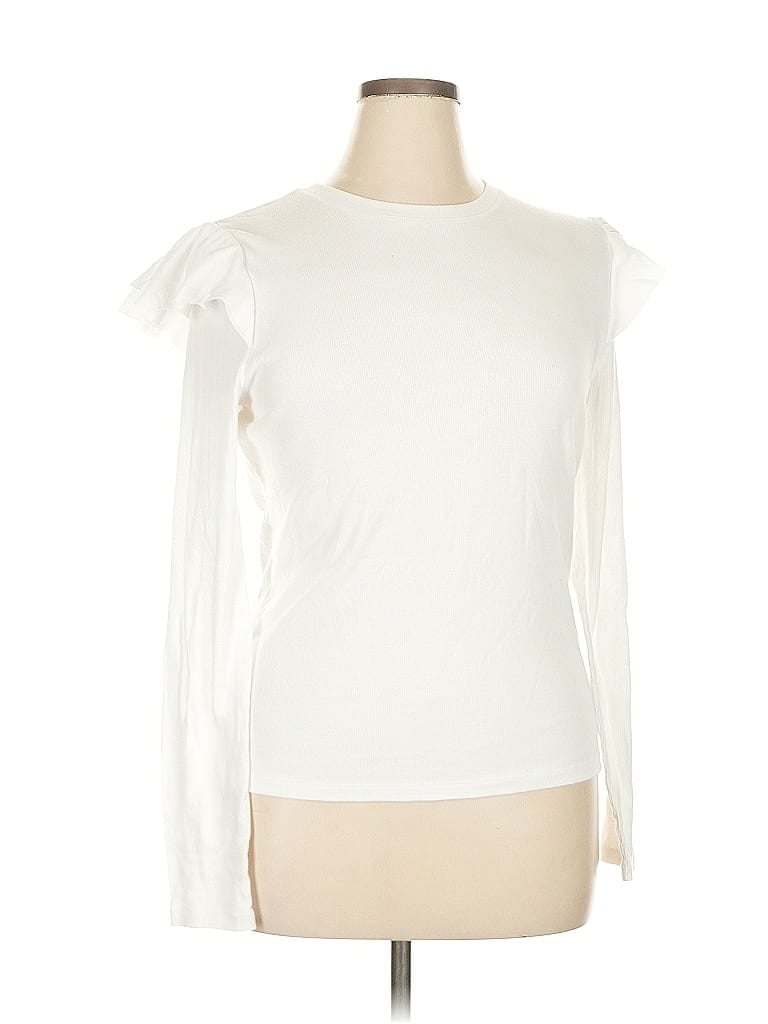 Click to view more detailed imagery on our partner's website Pre-owned Gap Long Sleeve Top Ivory One Shoulder Neckline Tops In White