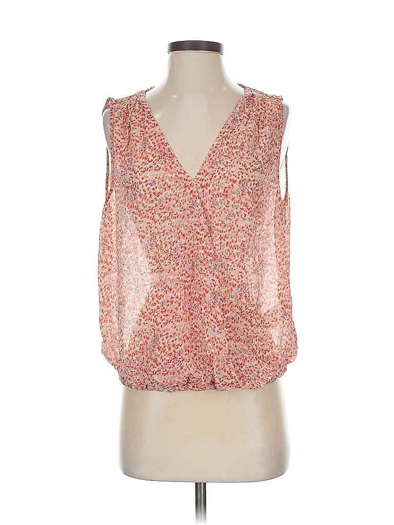 Pre-owned Joie Sleeveless Silk Top Orange Plunge Neckline Tops