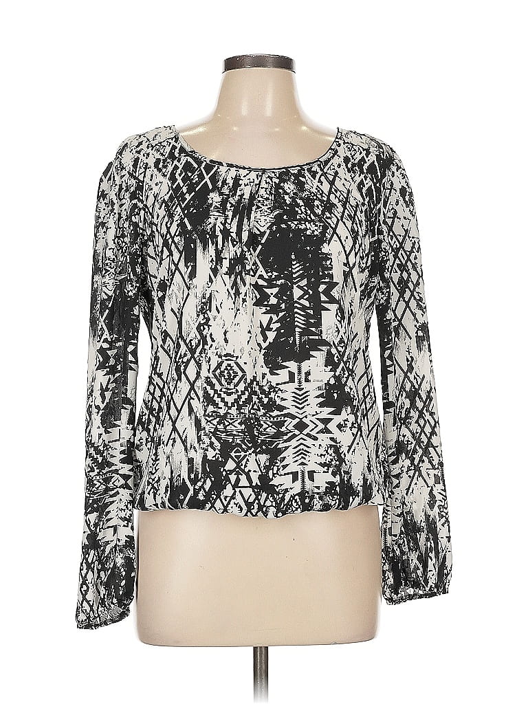 Pre-owned Heart Soul Long Sleeve Top Silver Square Neckline Tops