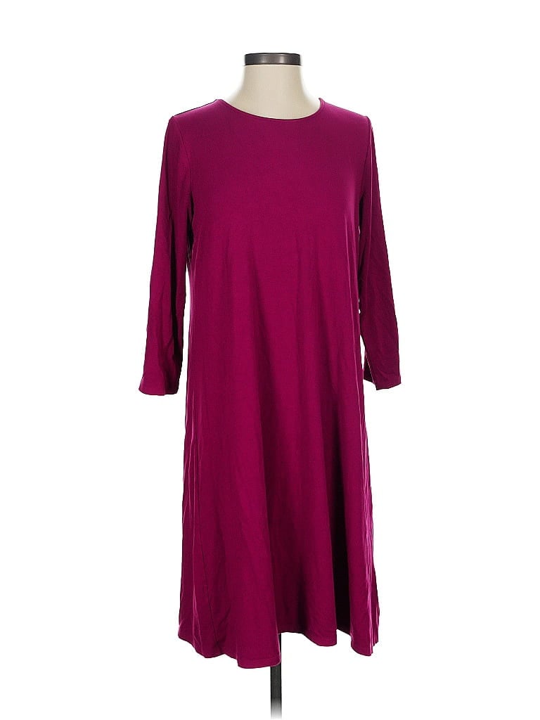 Pre-owned Jjill Casual Dress In Burgundy