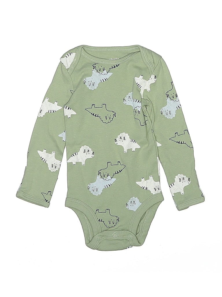 CARTER'S Pre-owned Babies' Long Sleeve Onesie In Green