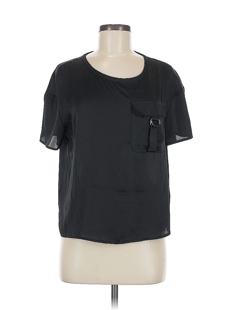 Pre-owned Bar Iii Short Sleeve Top Black Scoop Neck Tops