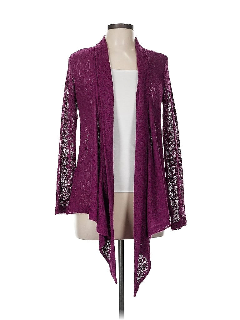 Pre-owned Cable & Gauge Cardigan Sweater In Purple