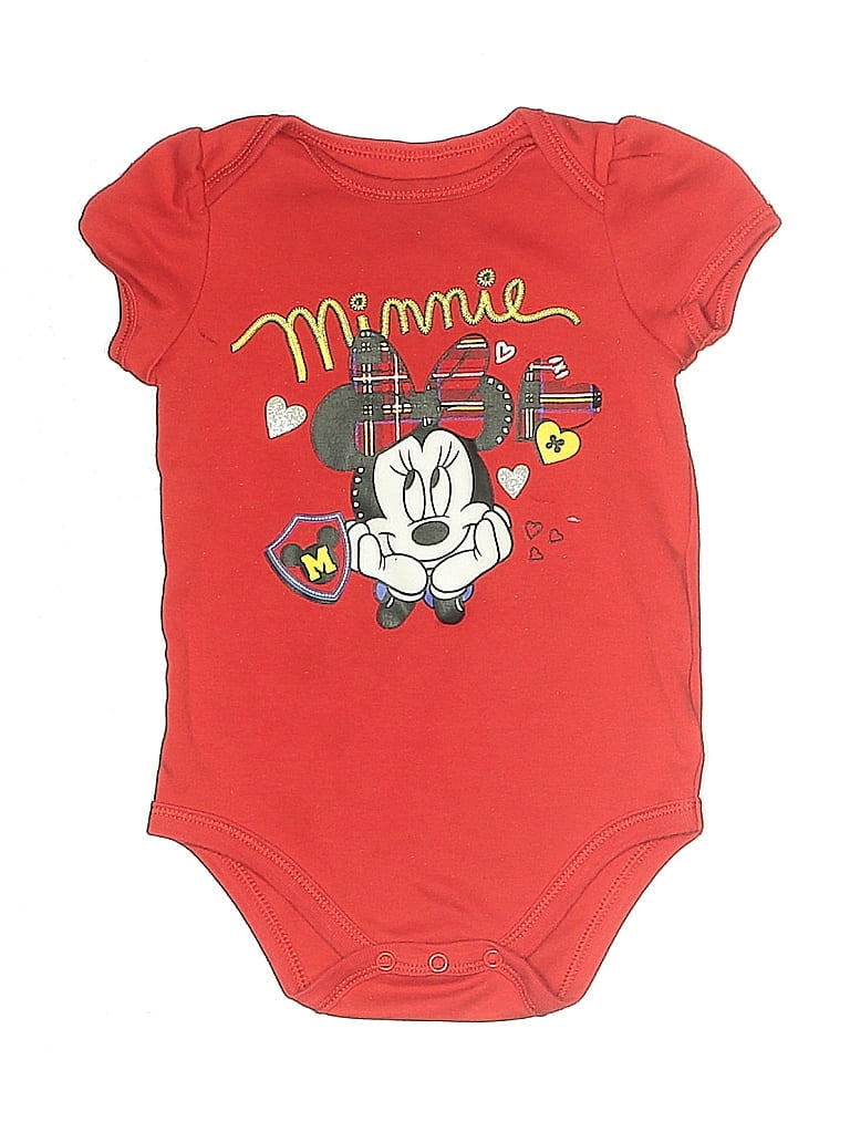 Click to view more detailed imagery on our partner's website Pre-owned Disney Baby Babies' Short Sleeve Onesie In Red