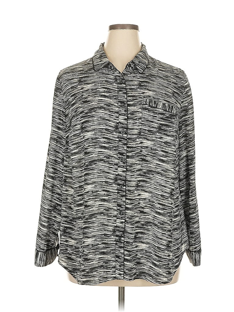 Pre-owned Sejour Long Sleeve Blouse In Gray