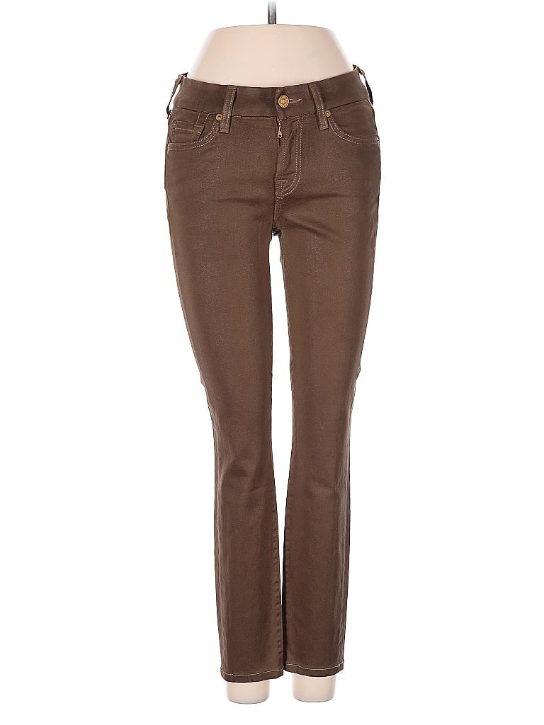 Pre-owned 7 For All Mankind Jeggings In Brown