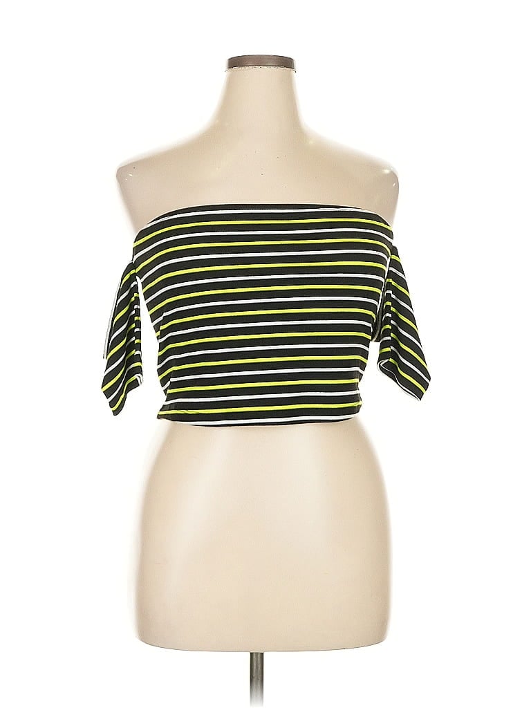 ASOS DESIGN Pre-owned Short Sleeve Top Green Strapless Neckline Tops