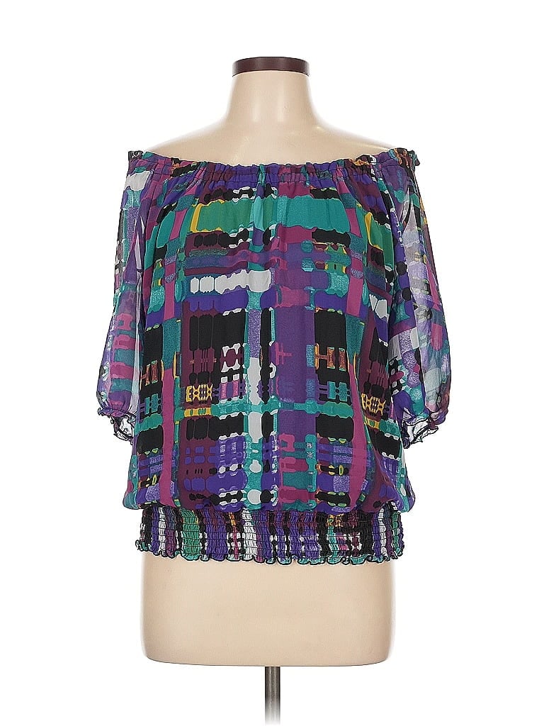 Pre-owned Ab Studio 3/4 Sleeve Blouse In Purple