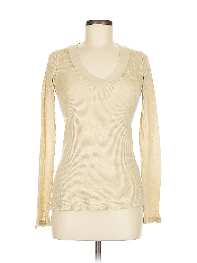 Pre-owned Splendid Long Sleeve Top Ivory Sweetheart Neckline Tops In White