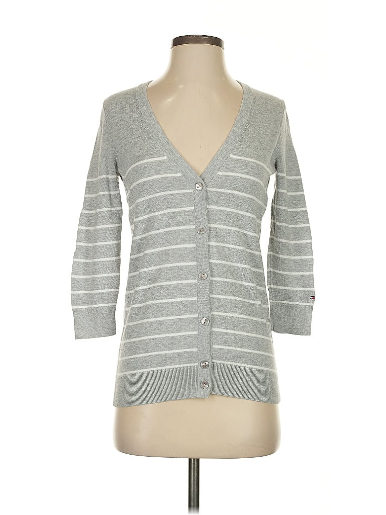 Pre-owned Tommy Hilfiger Cardigan Sweater In Gray