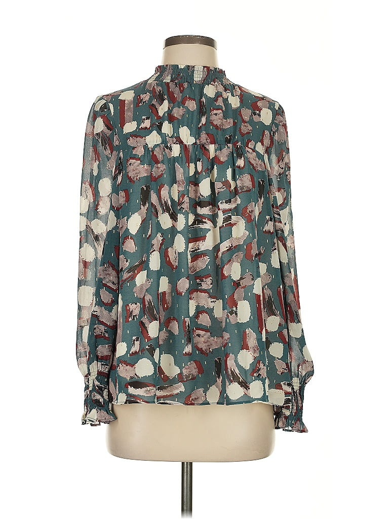 Pre-owned Jade Melody Tam Long Sleeve Blouse In Blue