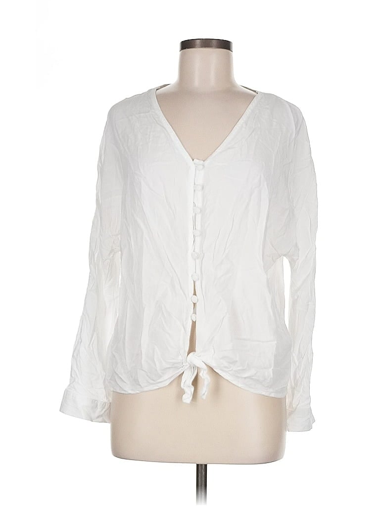 Pre-owned Beachlunchlounge Long Sleeve Blouse In White