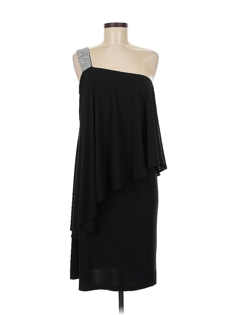 Pre-owned R & M Richards Sleeveless Top Black One Shoulder Neckline Tops