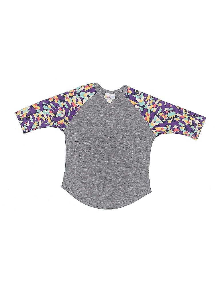 Pre-owned Lularoe Kids' 3/4 Sleeve T-shirt In Gray