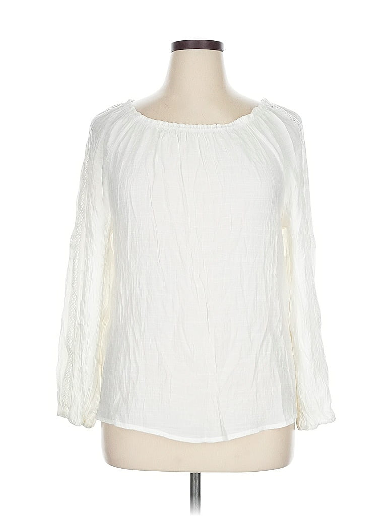 Pre-owned Hope & Harlow 3/4 Sleeve Blouse In White