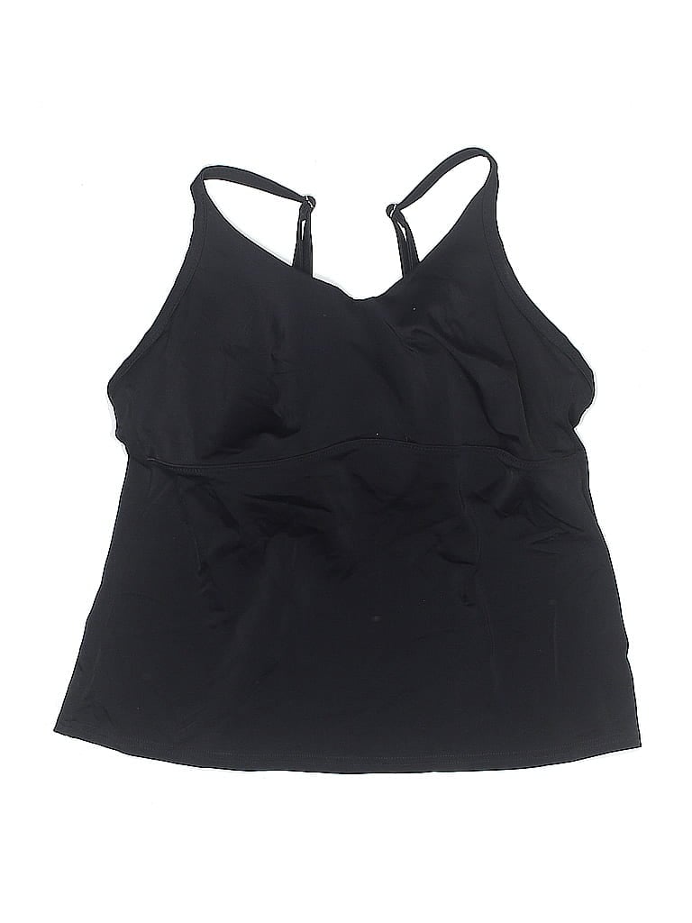 Pre-owned Lands' End Swimsuit Top Black Solid Pattern Swimwear