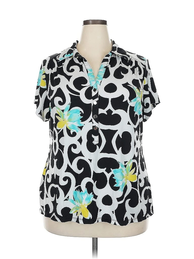 Pre-owned Alfani Short Sleeve Blouse In Gray