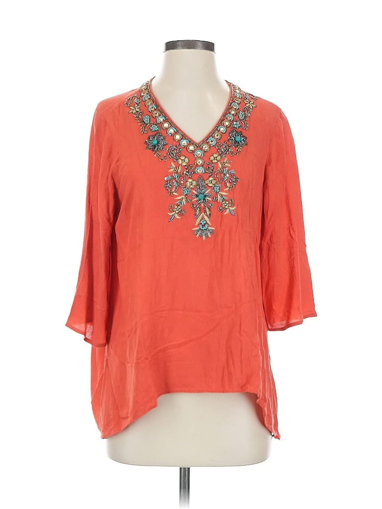 Pre-owned Soft Surroundings 3/4 Sleeve Blouse In Orange