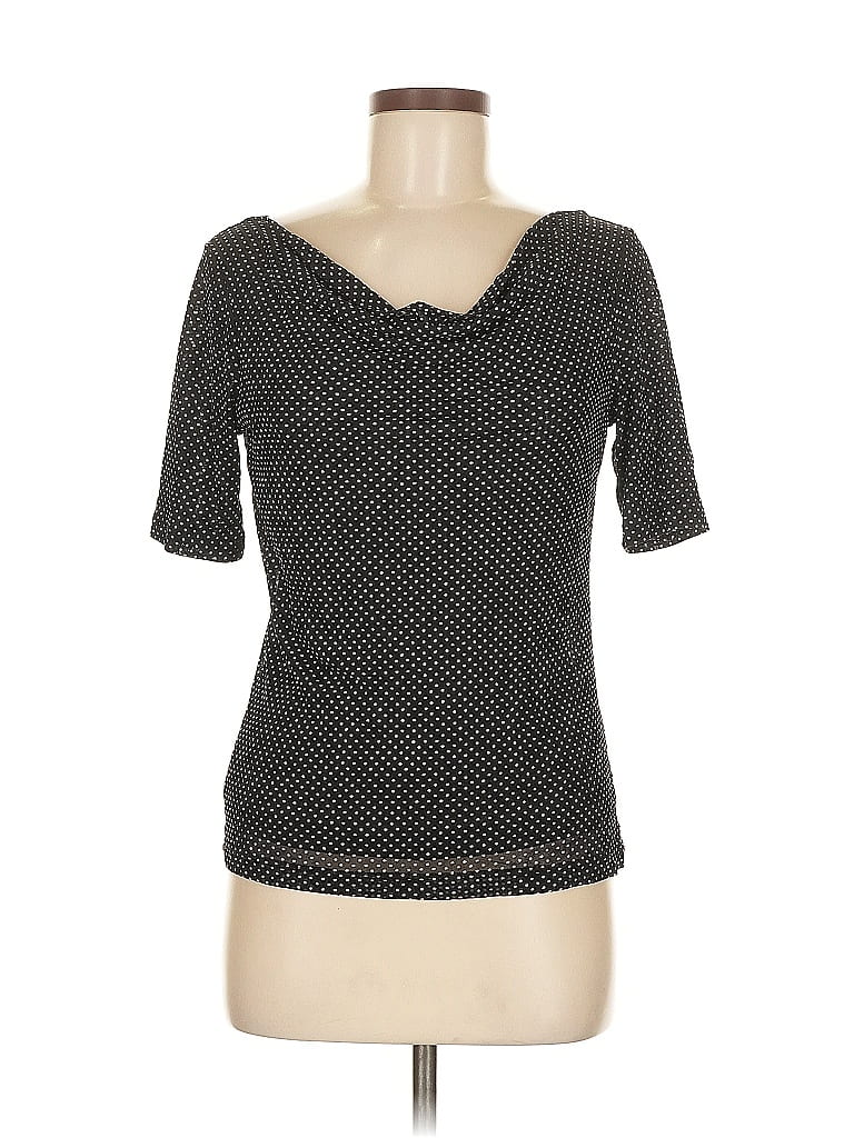 Click to view more detailed imagery on our partner's website Pre-owned Liz Claiborne Short Sleeve Top Black Cowl Neck Tops