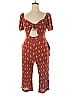 Lily Rose 100% Rayon Hearts Red Brown Jumpsuit Size XL - photo 1