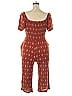 Lily Rose 100% Rayon Hearts Red Brown Jumpsuit Size XL - photo 2