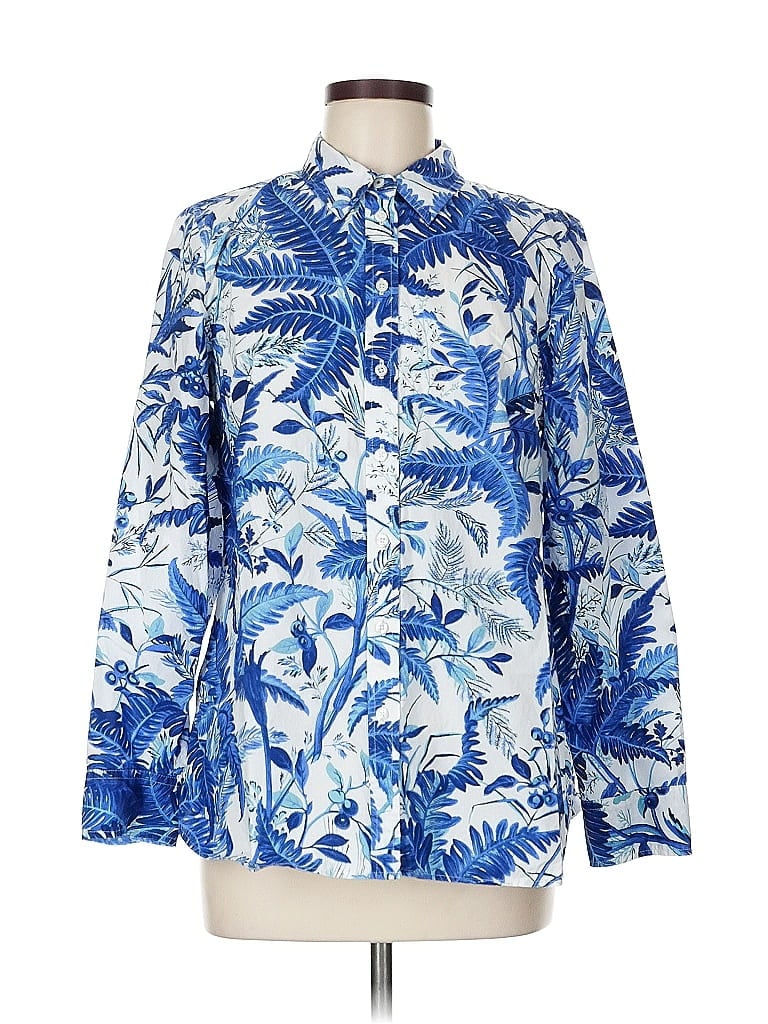 Pre-owned Talbots Long Sleeve Button Down Shirt In Blue