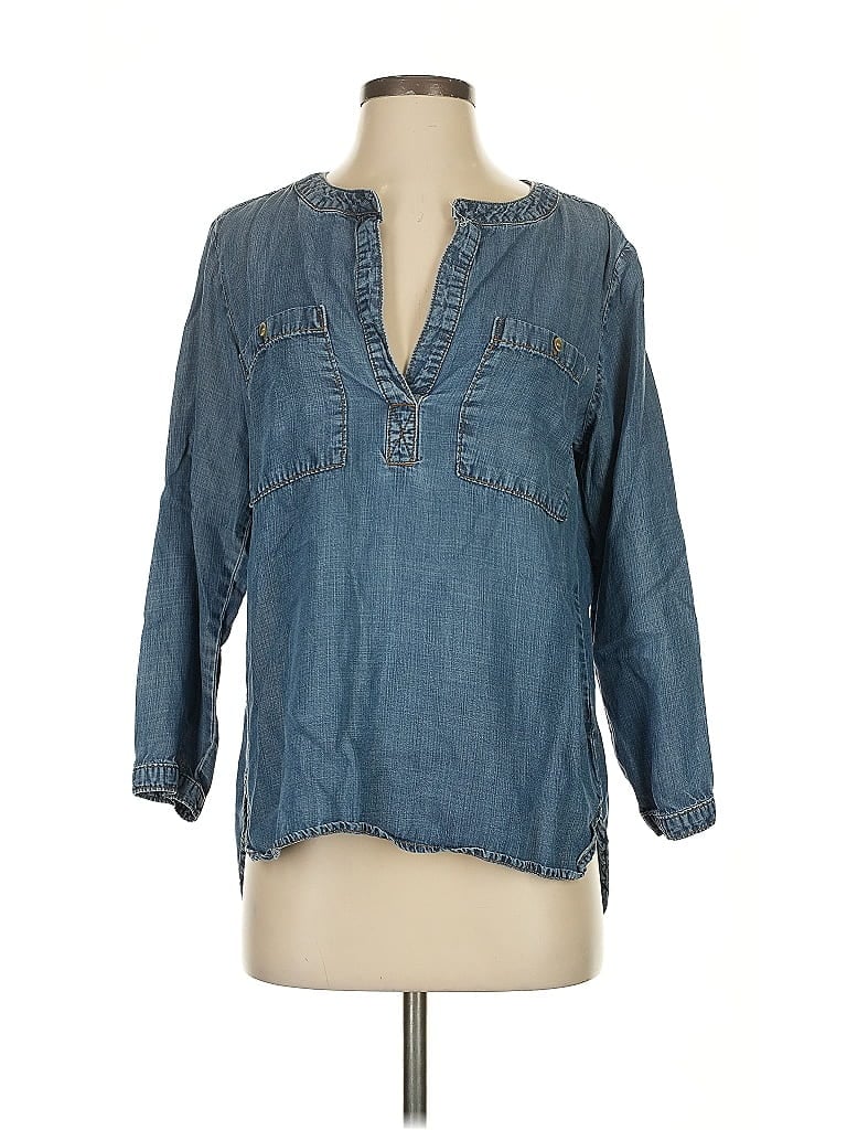 Pre-owned Cloth & Stone 3/4 Sleeve Blouse In Blue