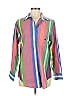 Lauren by Ralph Lauren Stripes Blue Pink Long Sleeve Button-Down Shirt Size M (estimated)