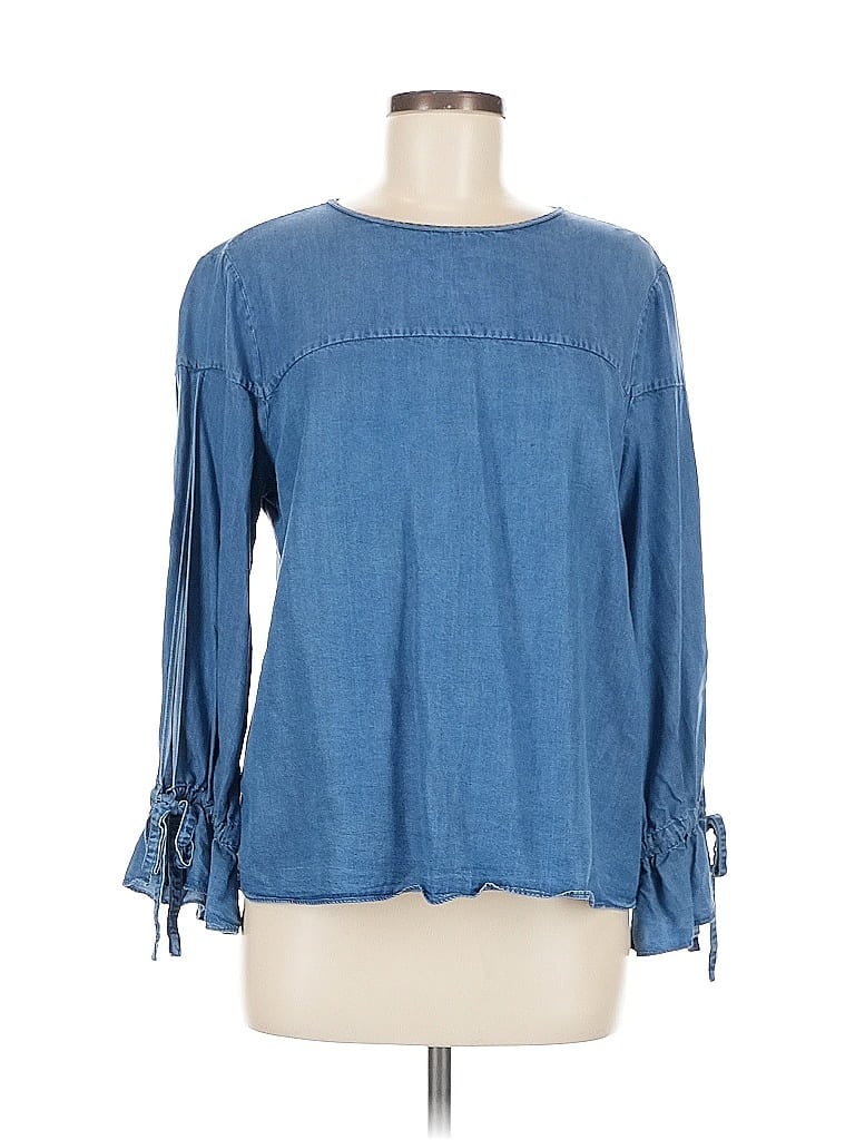 Pre-owned Banana Republic Long Sleeve Blouse In Blue