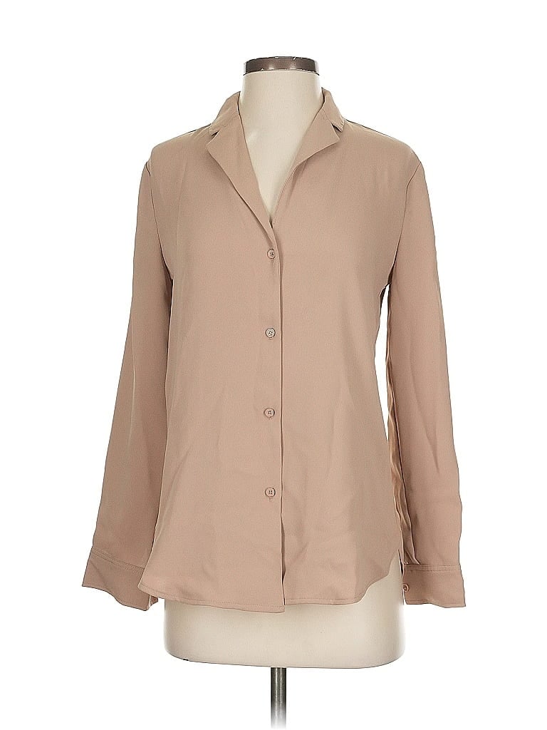 Pre-owned Babaton Long Sleeve Blouse In Brown