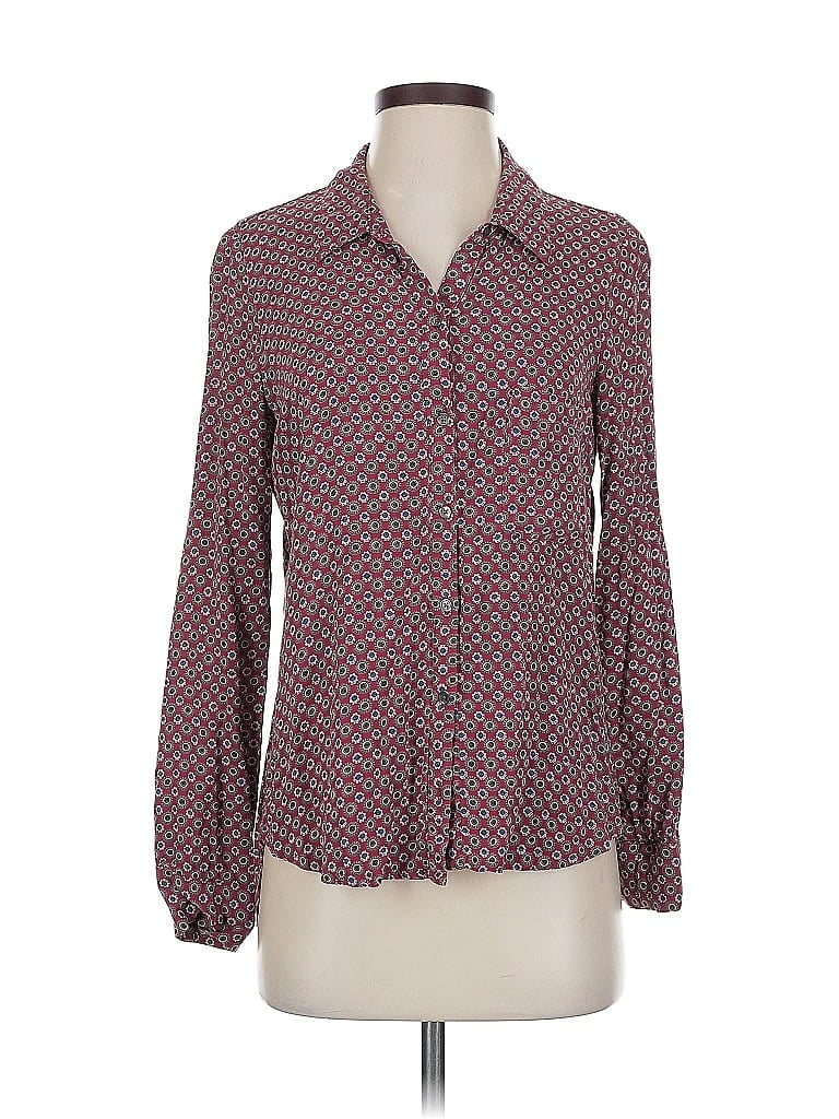 Pre-owned Soft Joie Long Sleeve Blouse In Burgundy