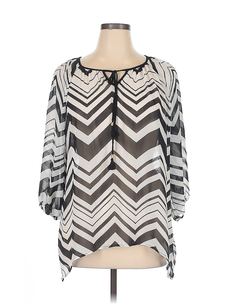 Pre-owned Zac & Rachel 3/4 Sleeve Blouse In Gray