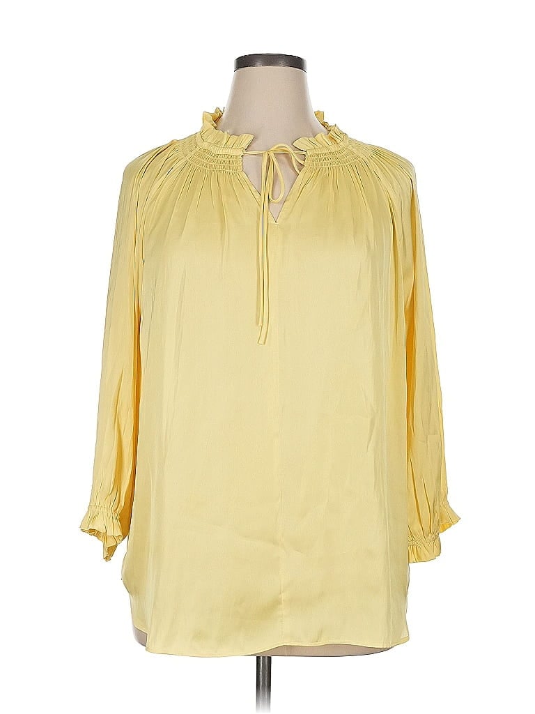 Joan Vass 3/4 Sleeve Blouse In Yellow